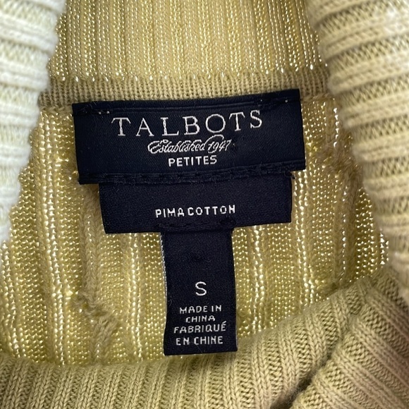 TALBOT'S - Y2K Cable Knit Turtle Neck 100% Pima Cotton - Green / Yellow - Small - Picture 6 of 8